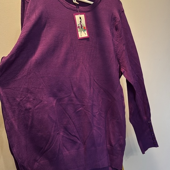 Zenana outfitters crewneck purple knit sweater NWT 2X - Picture 2 of 9